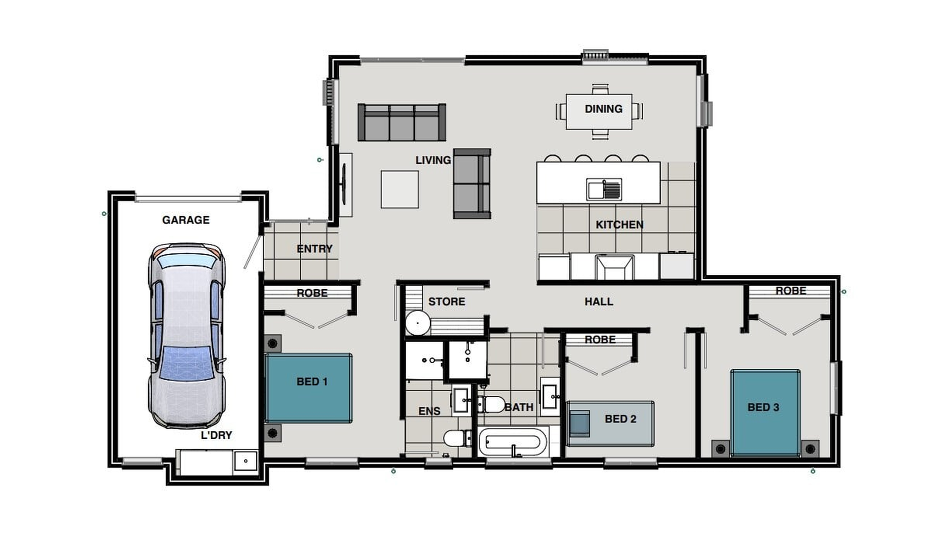 Amrita 3bed single Garage Floor Render Amrita 3bed single Garage Floor Render